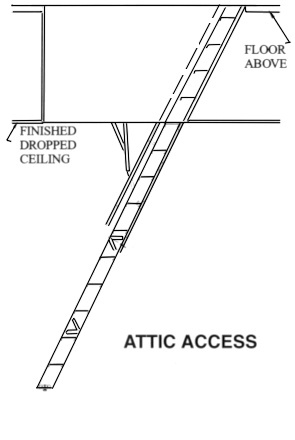 Disappearing stairs attic access diagram